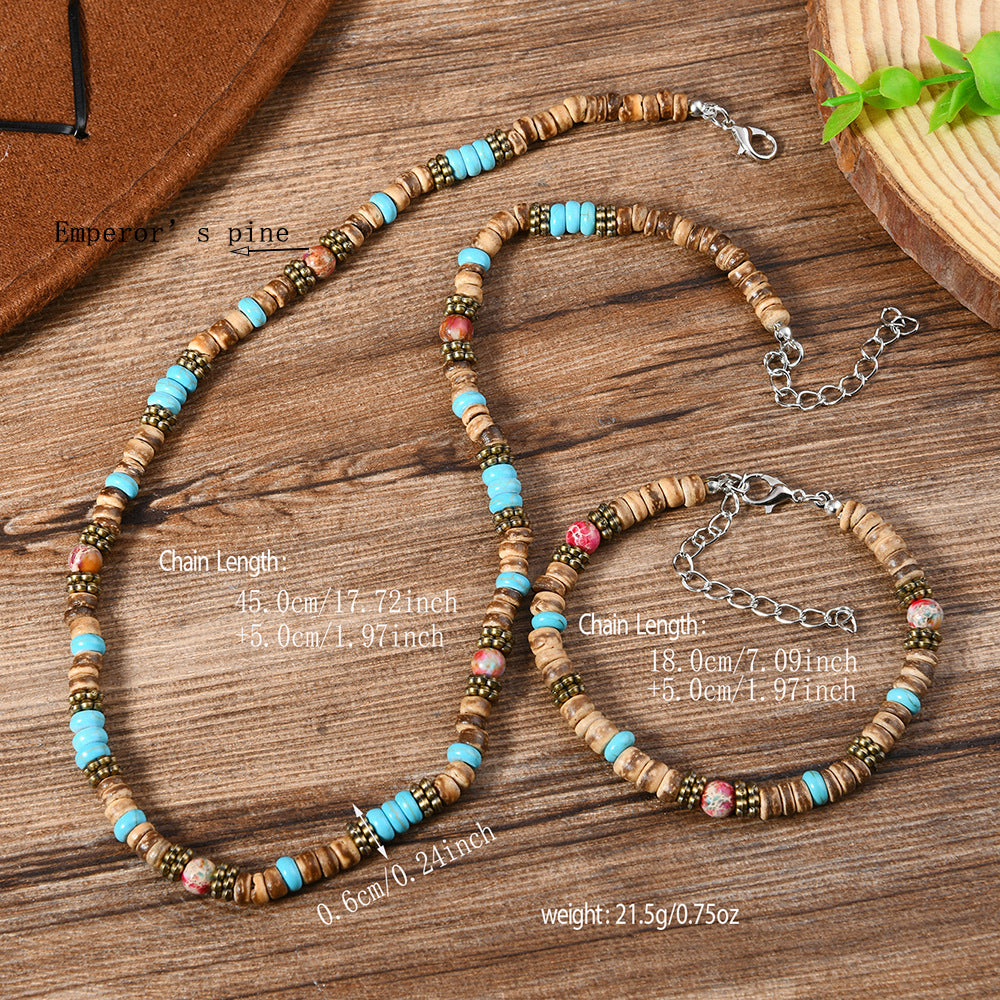 Wholesale Necklace Western Style Cactus Cattle Head Hat Turquoise Flannel Neck Chain